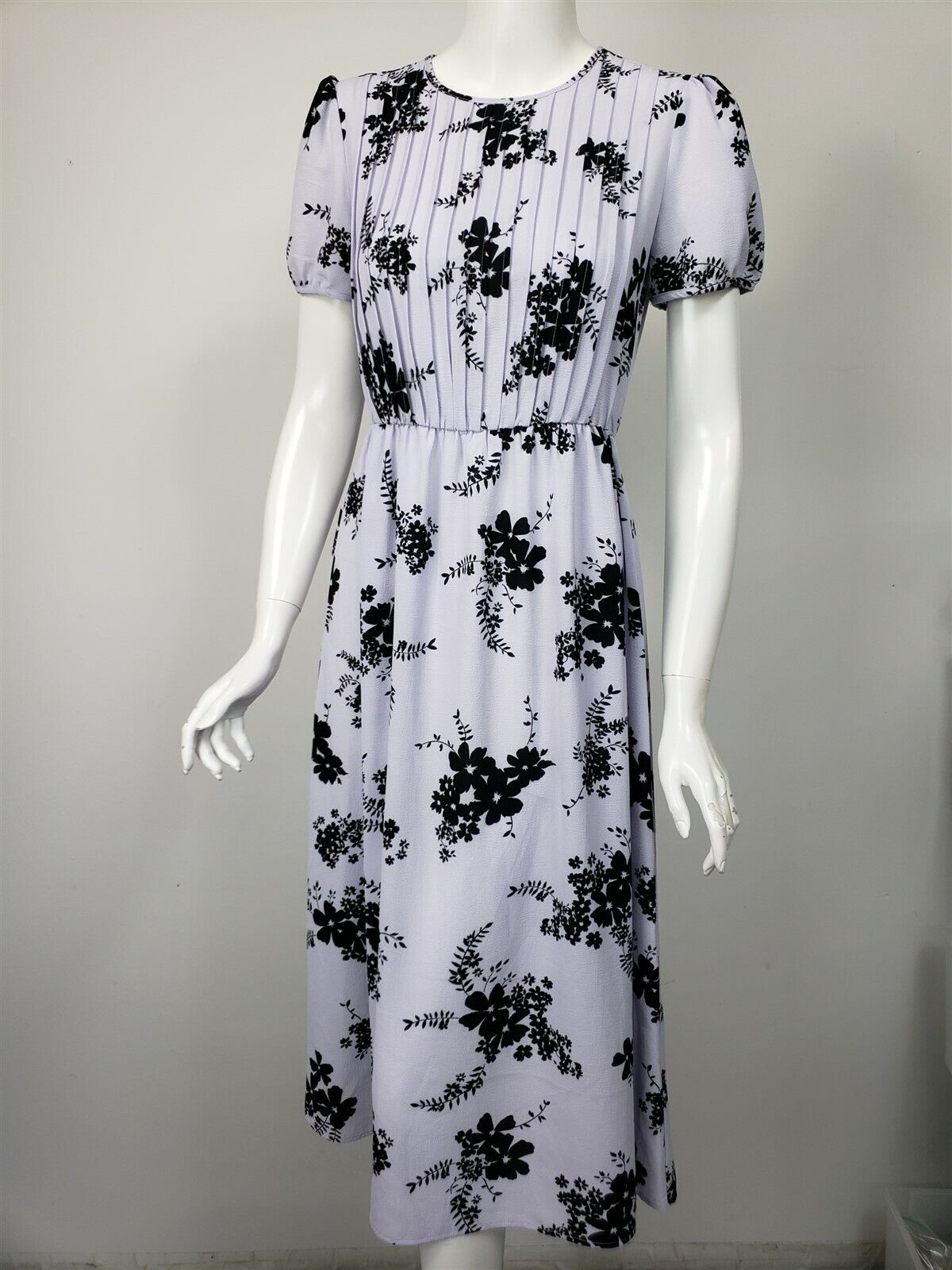 Michael Kors  Pintuck Floral Print Short Sleeve Dress