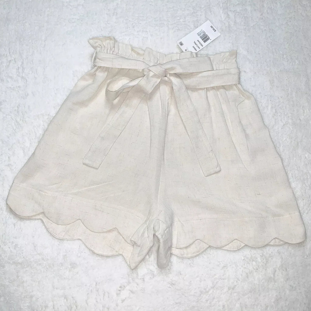 Monteau Big Girls Linen Scallop Hem Shorts, Size Small