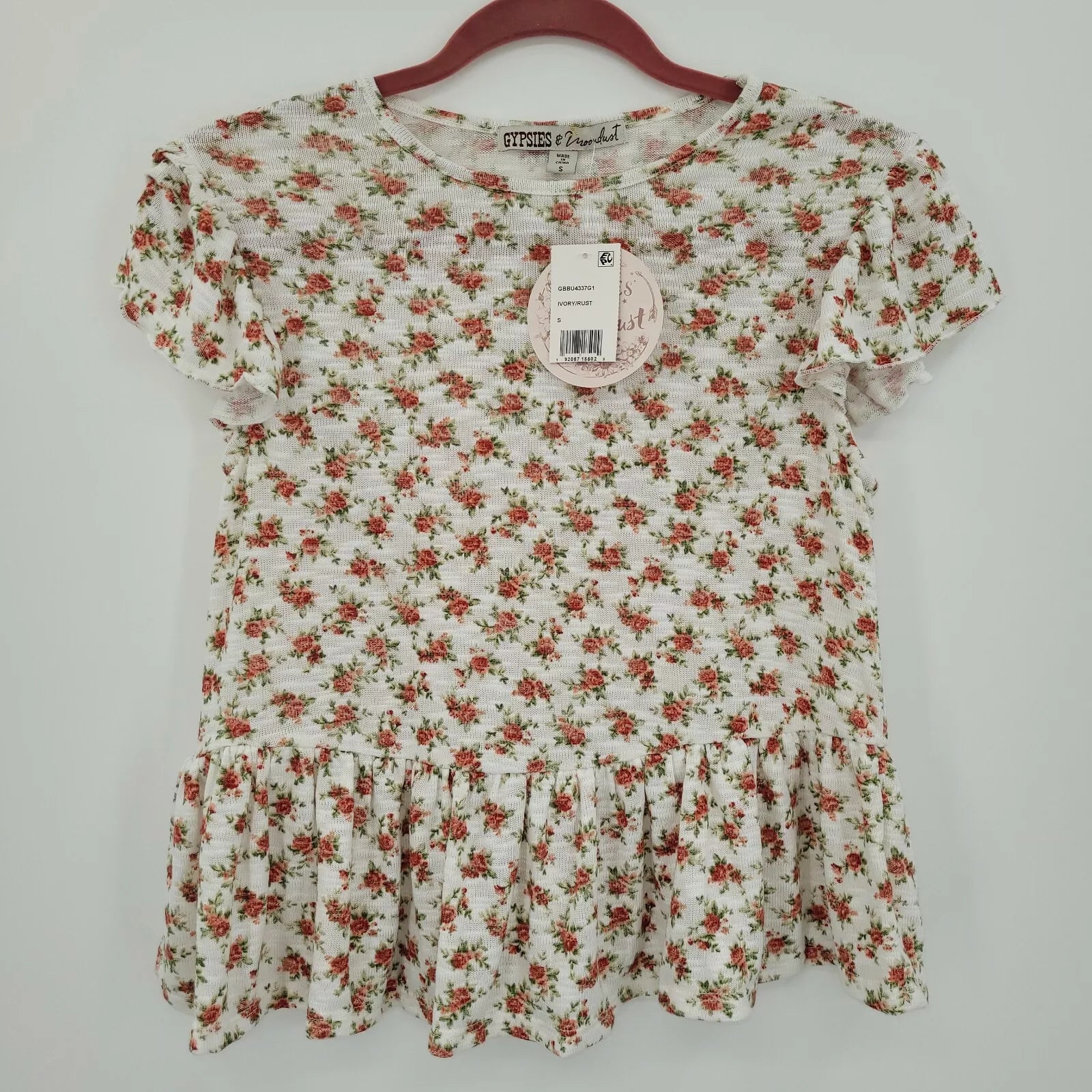 Gypsies and Moondust Juniors Printed Peplum, Size Small