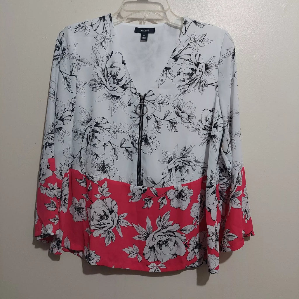 Alfani Women's Petite Printed Zip-Front Top, Size PM