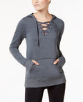 Ideology Lace-Up Hoodie Charcoal Heather, Size Small