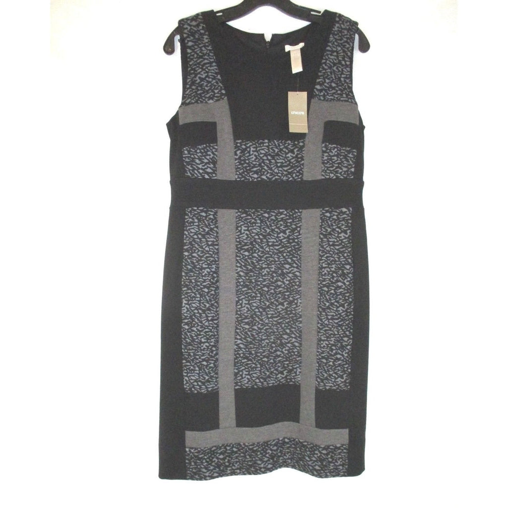 Chicos Ponte Pieced Jacquard Jessa Sheath Dress, Size L/14