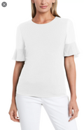 Vince Camuto Flutter Sleeve Mixed Media Top, Size Small