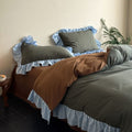 Sadie Gingham Lace Ruffle Bedding Set / Green