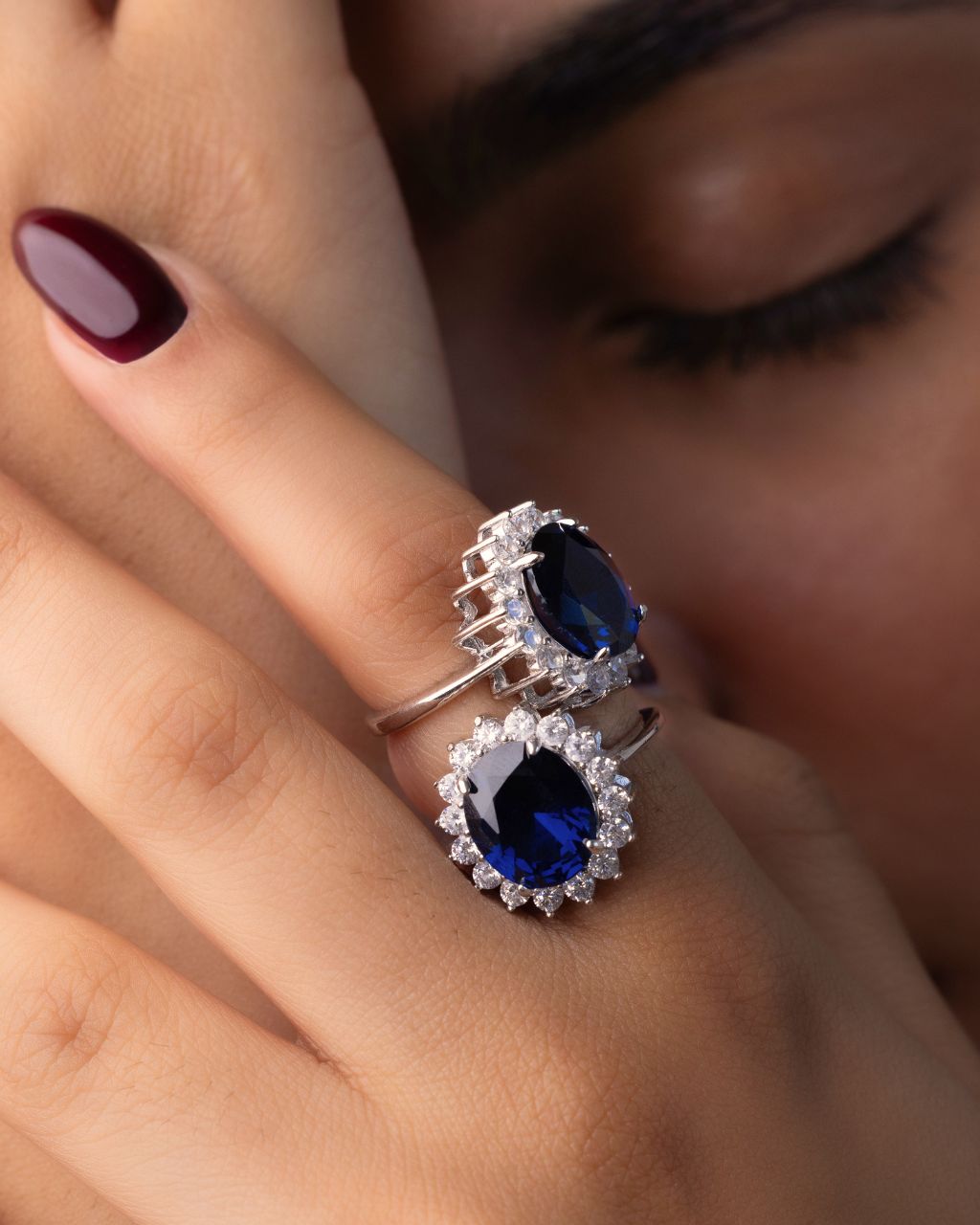 Sterling Silver Sapphire Halo Ring