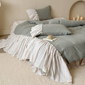 Savannah Lace Ruffle Double Gauze Bedding Set / Gray
