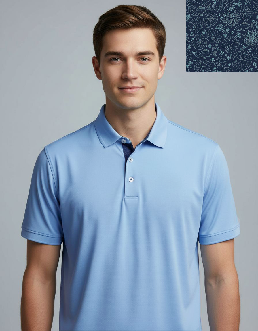 Personalized Groomsmen Golf Polo - Premium Blue Depths print - Performance Fabric