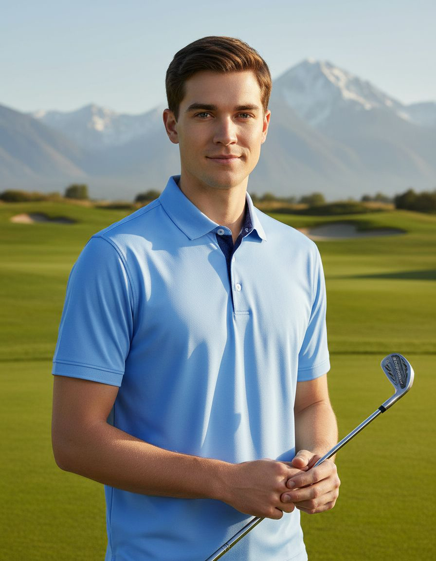 Personalized Groomsmen Golf Polo - Premium Blue Depths print - Performance Fabric