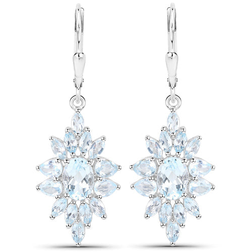 19.18 Carat Genuine Blue Topaz .925 Sterling Silver 3 Piece Jewelry Set (Ring, Earrings, and Pendant w/ Chain)