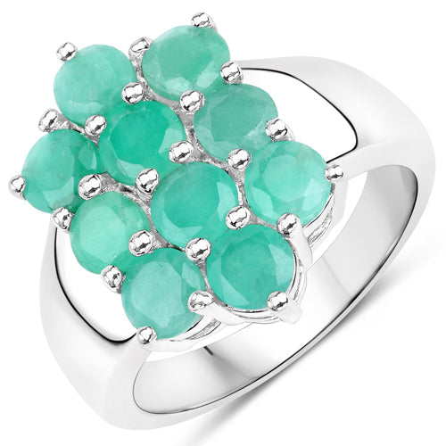 6.60 Carat Genuine Emerald .925 Sterling Silver 3 Piece Jewelry Set (Ring, Earrings, and Pendant w/ Chain)