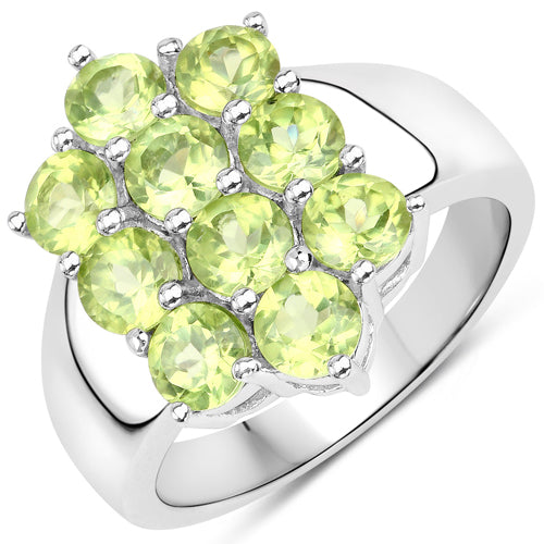 6.80 Carat Genuine Peridot .925 Sterling Silver 3 Piece Jewelry Set (Ring, Earrings, and Pendant w/ Chain)