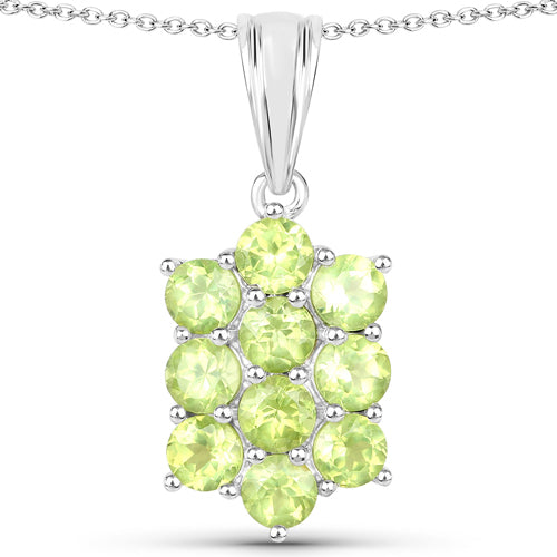 6.80 Carat Genuine Peridot .925 Sterling Silver 3 Piece Jewelry Set (Ring, Earrings, and Pendant w/ Chain)