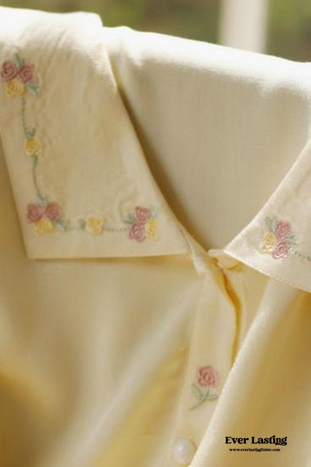 Silky Rose Cream Yellow Embroidered Nightgown Dress