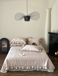 Silky Ruffle Blanket Comforter Set / Rust Pink