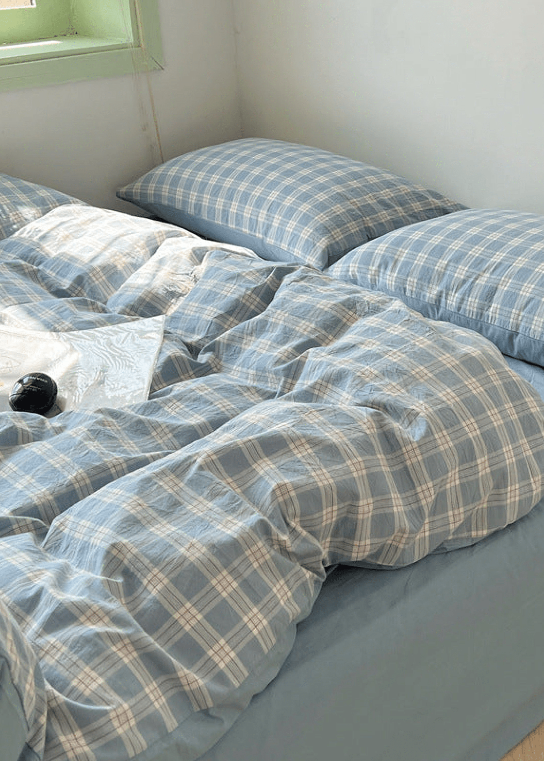 Soft Blend Plaid Bedding Set / Blue