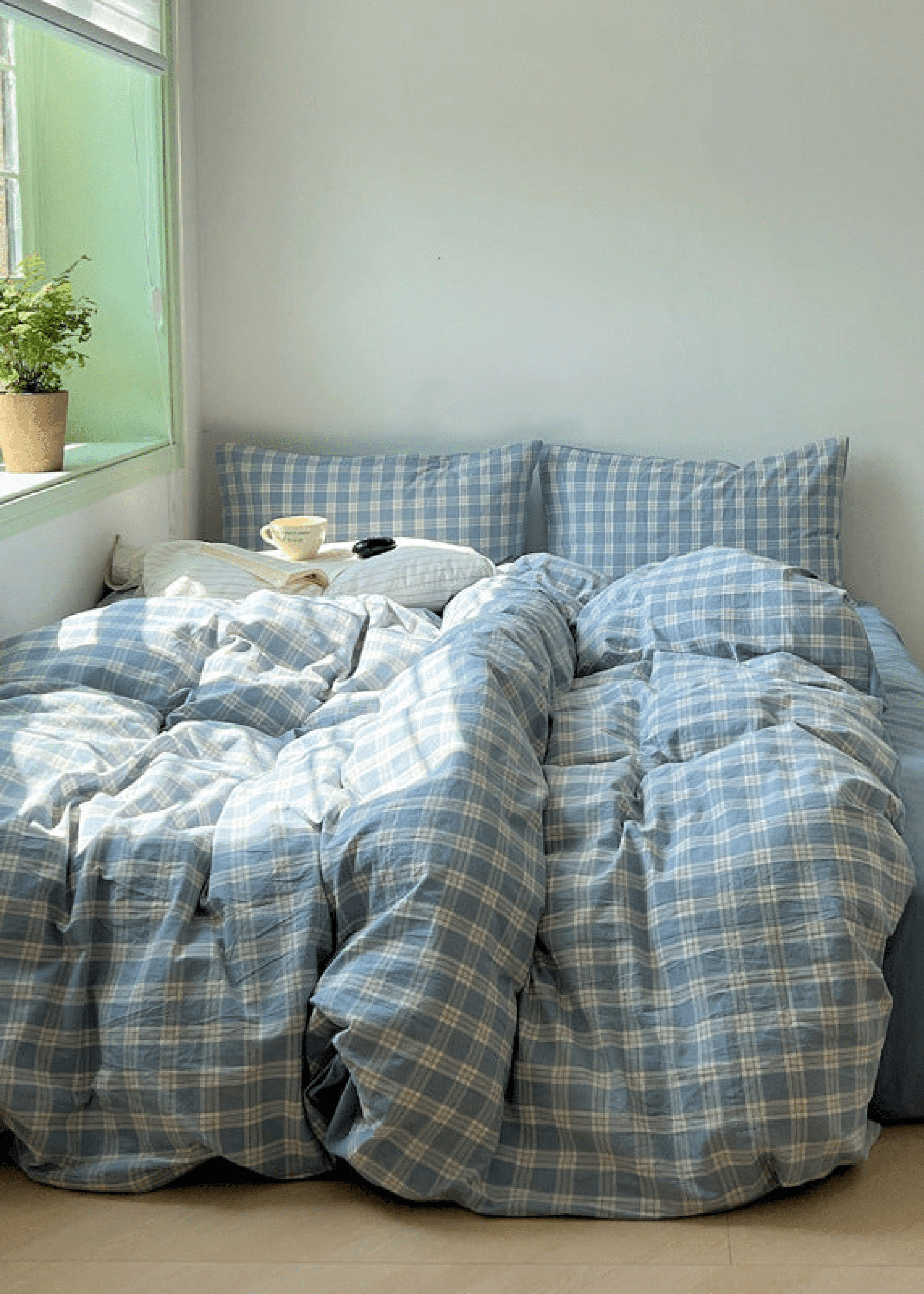 Soft Blend Plaid Bedding Set / Pink