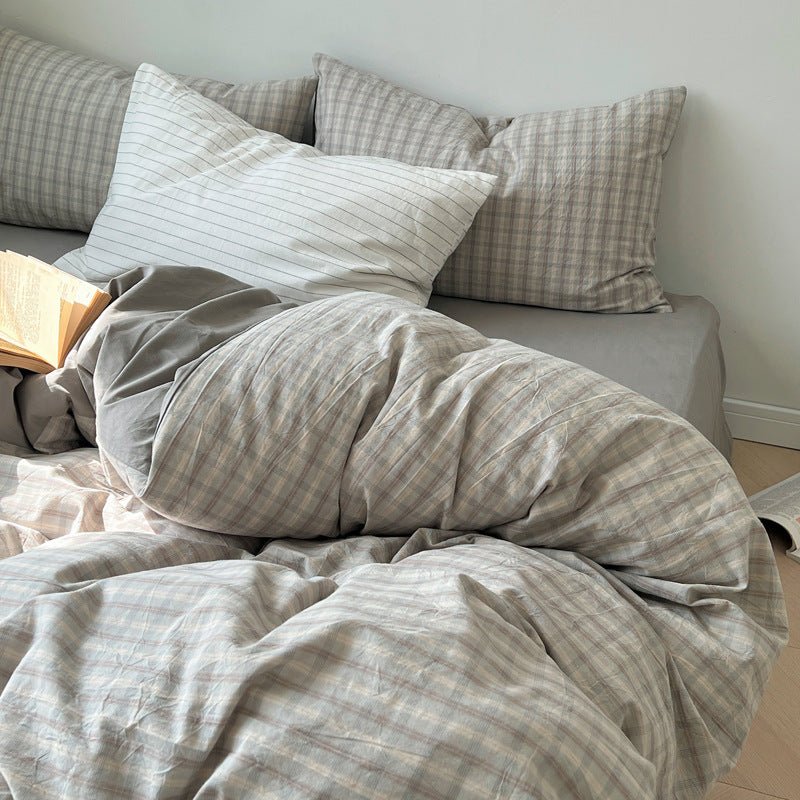 Soft Blend Plaid Bedding Set / Pink