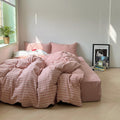 Soft Blend Plaid Bedding Set / Pink