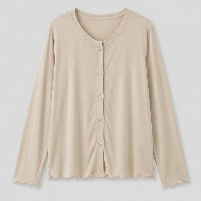 Solid Ruffle V Tank and Long Pants with Cardigan Modal Pajama Set