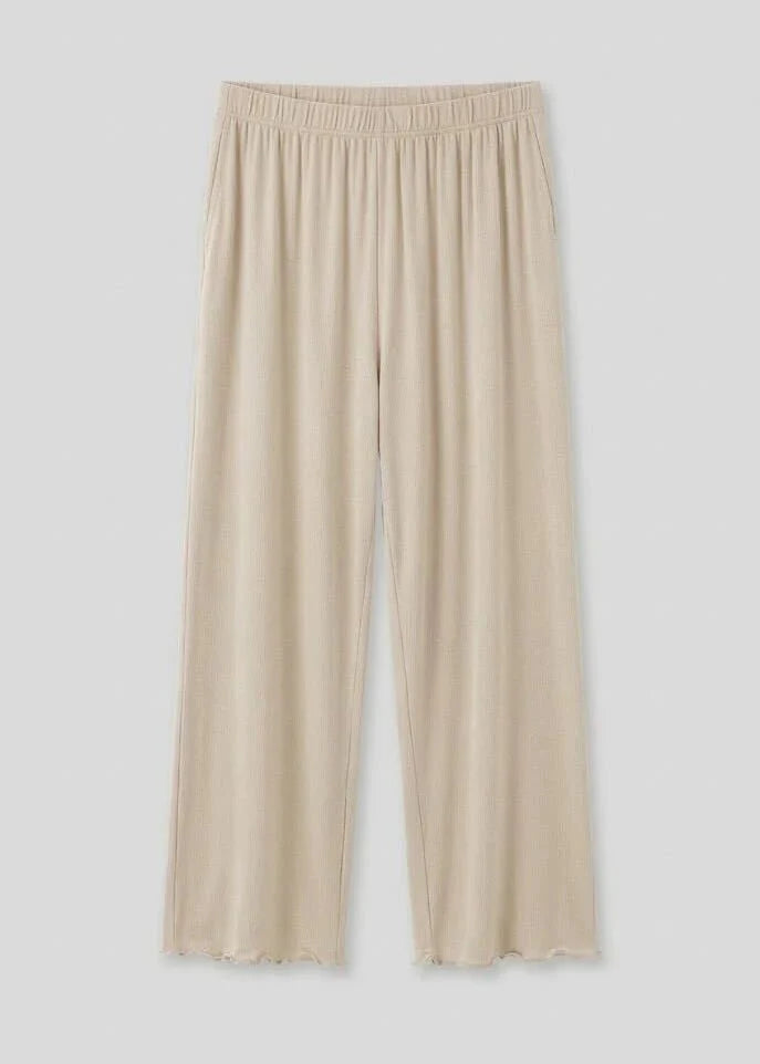 Solid Ruffle V Tank and Long Pants with Cardigan Modal Pajama Set