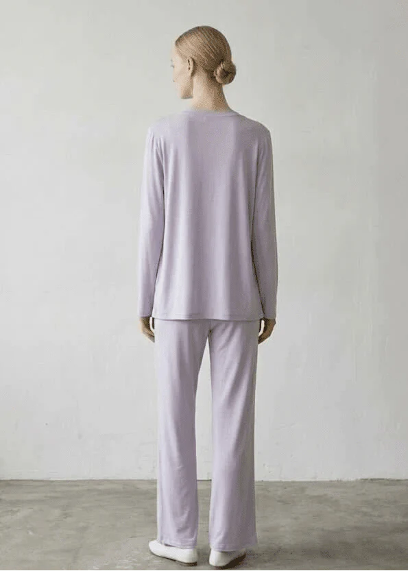 Solid Ruffle V Tank and Long Pants with Cardigan Modal Pajama Set