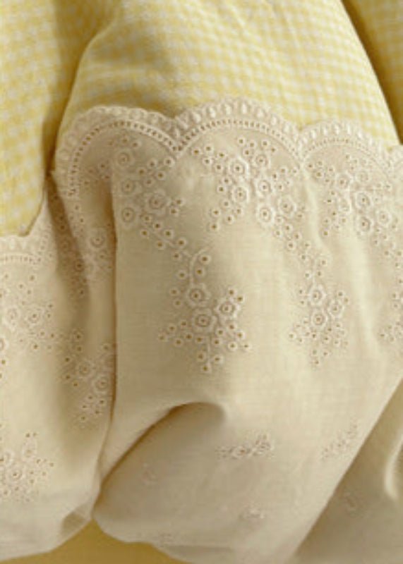 Sophia Gingham Lace Washed Cotton Bedding Set / Ocean Blue