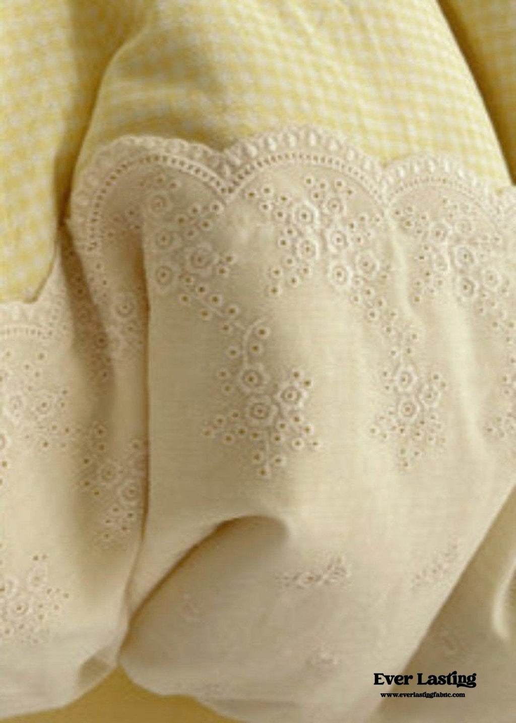 Sophia Gingham Lace Washed Cotton Bedding Set / Blue