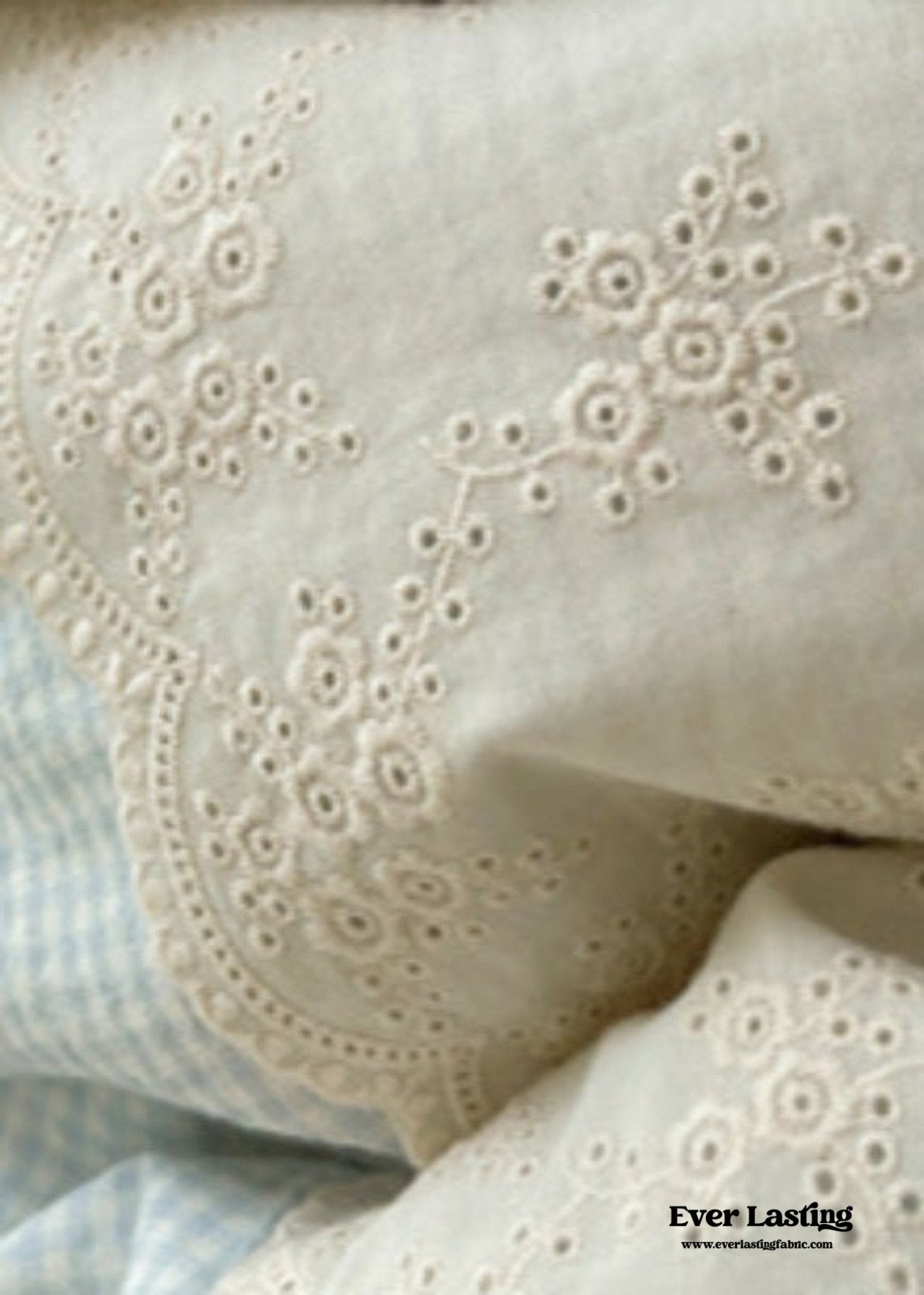 Sophia Gingham Lace Washed Cotton Bedding Set / Pink