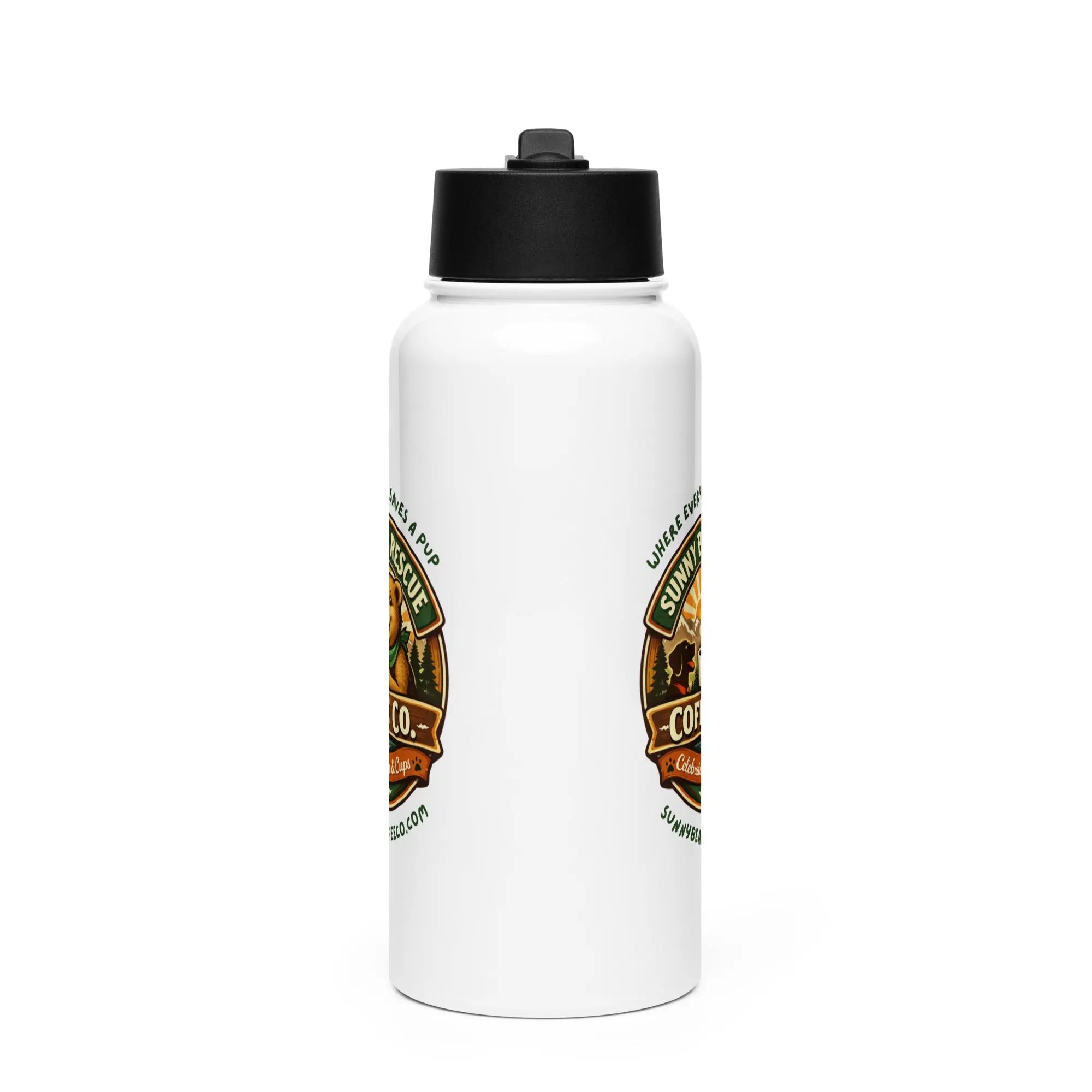 Stainless steel water bottle with a straw lid