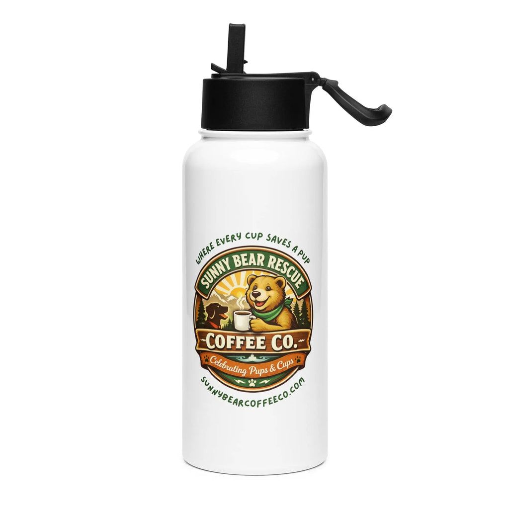 Stainless steel water bottle with a straw lid