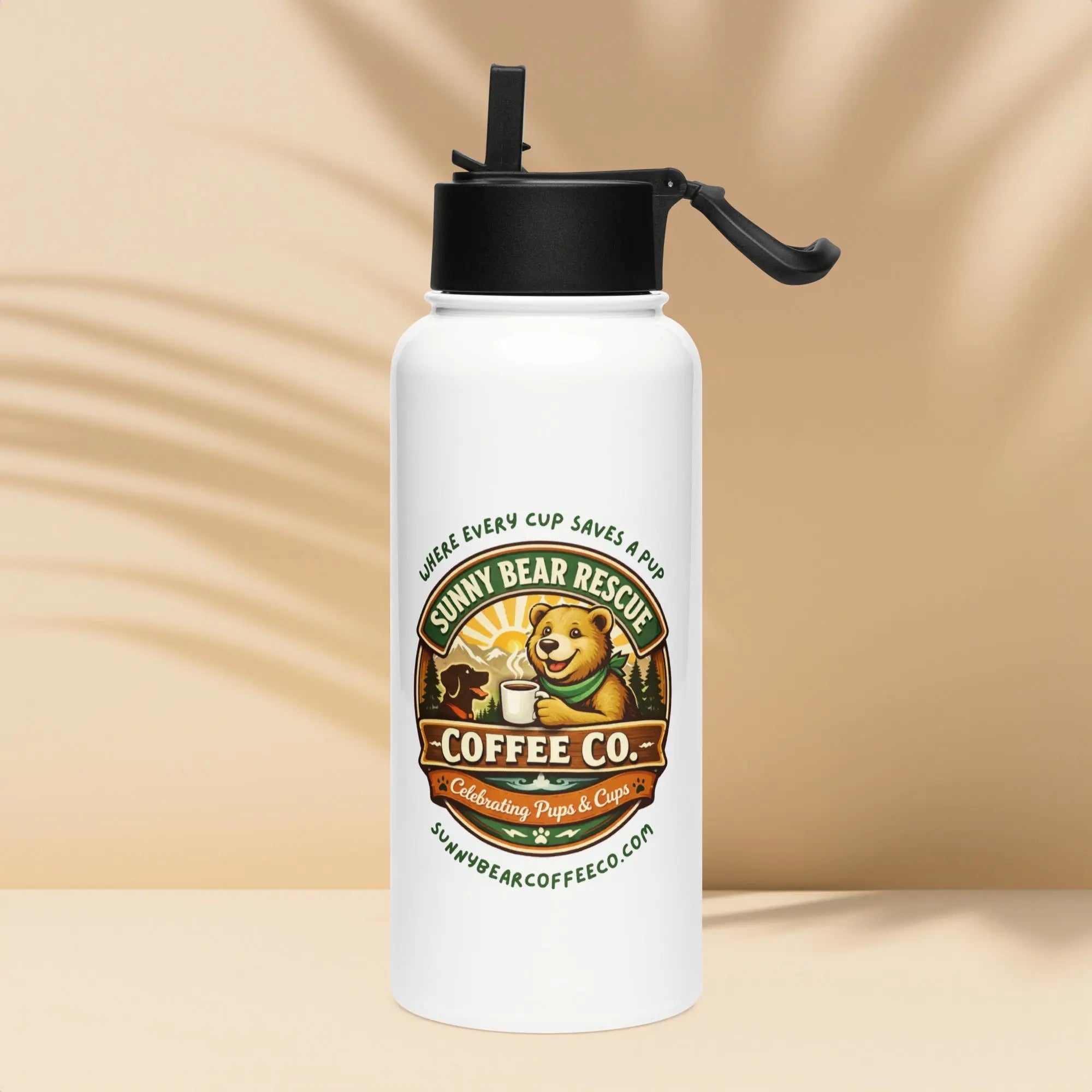 Stainless steel water bottle with a straw lid