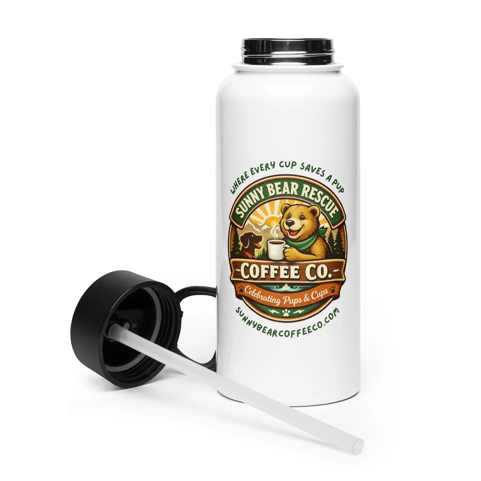 Stainless steel water bottle with a straw lid