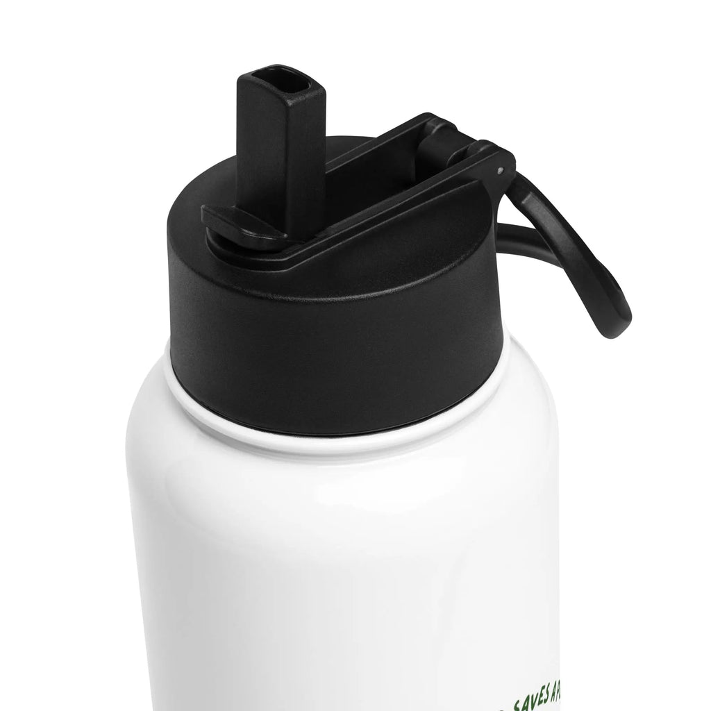 Stainless steel water bottle with a straw lid