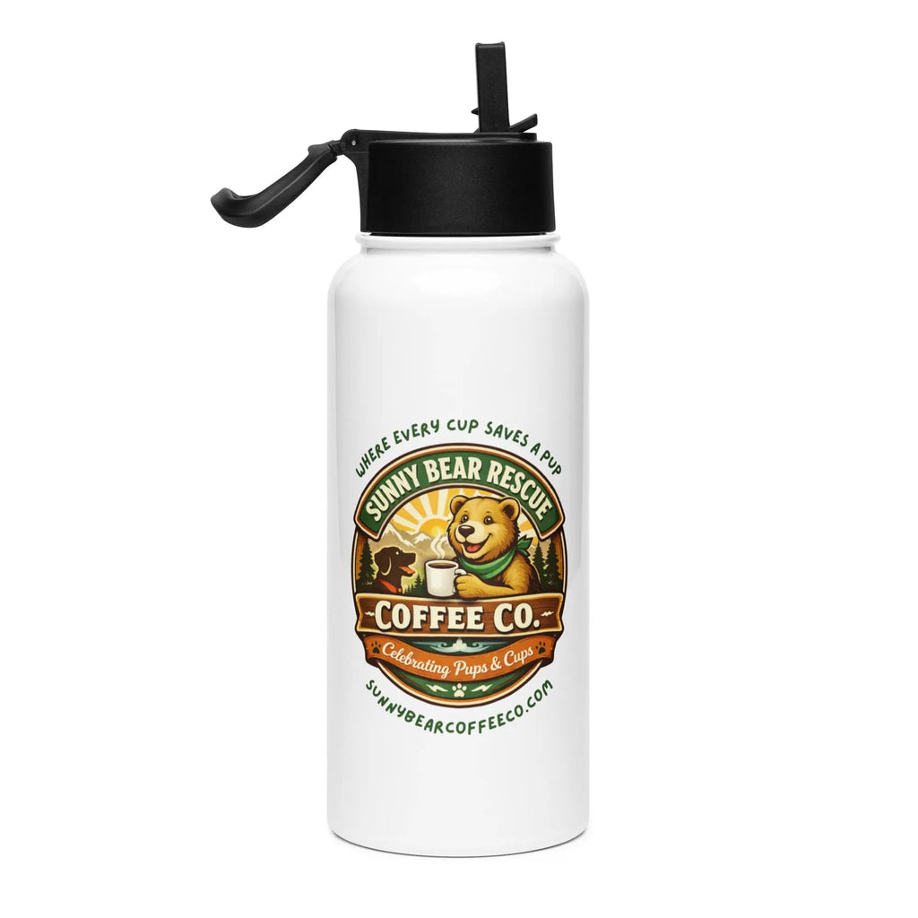 Stainless steel water bottle with a straw lid