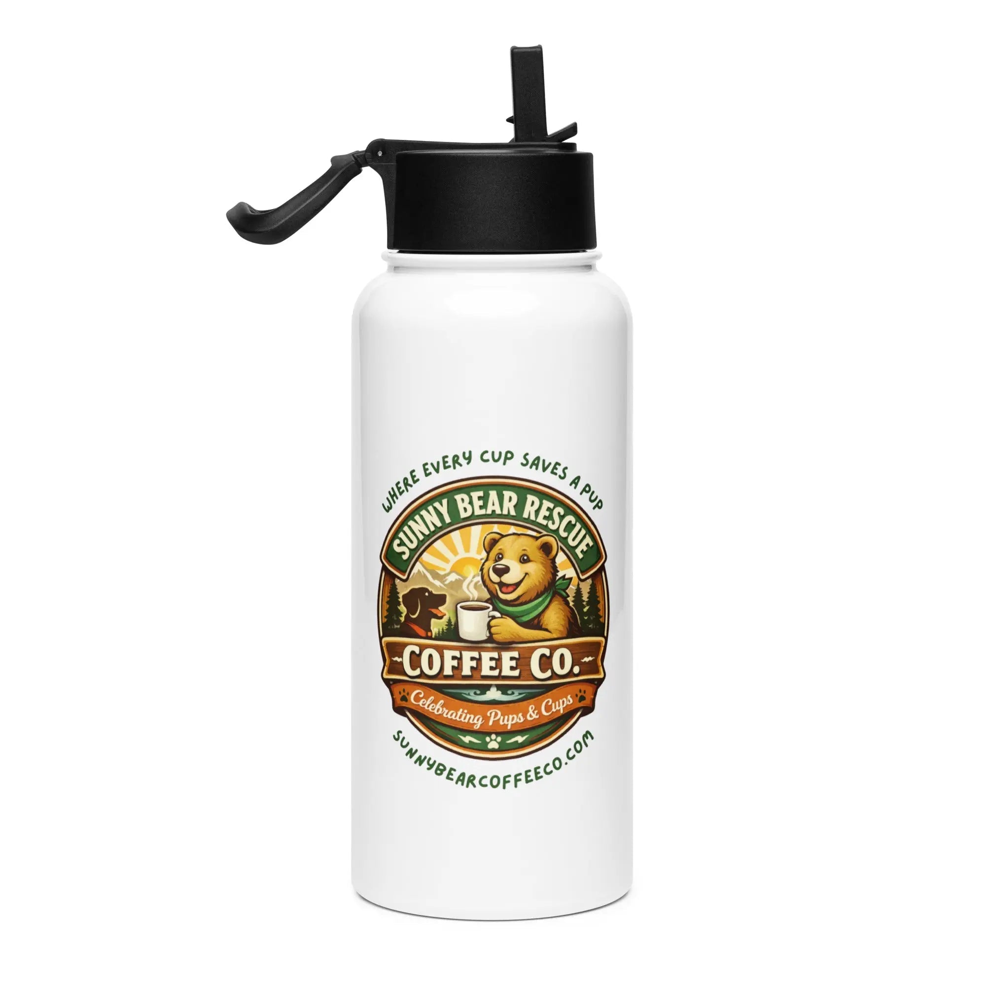 Stainless steel water bottle with a straw lid
