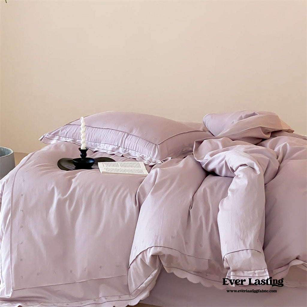 Star Gaze Short Cake Ruffle Bedding Set / White