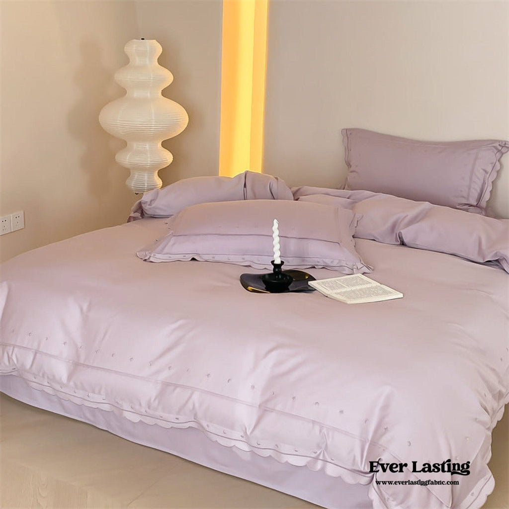 Star Gaze Short Cake Ruffle Bedding Set / White