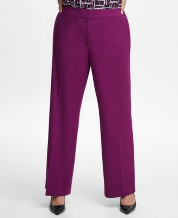 Calvin Klein Womens Highline Casual Wide Leg Pants, Purple,  14W Regular