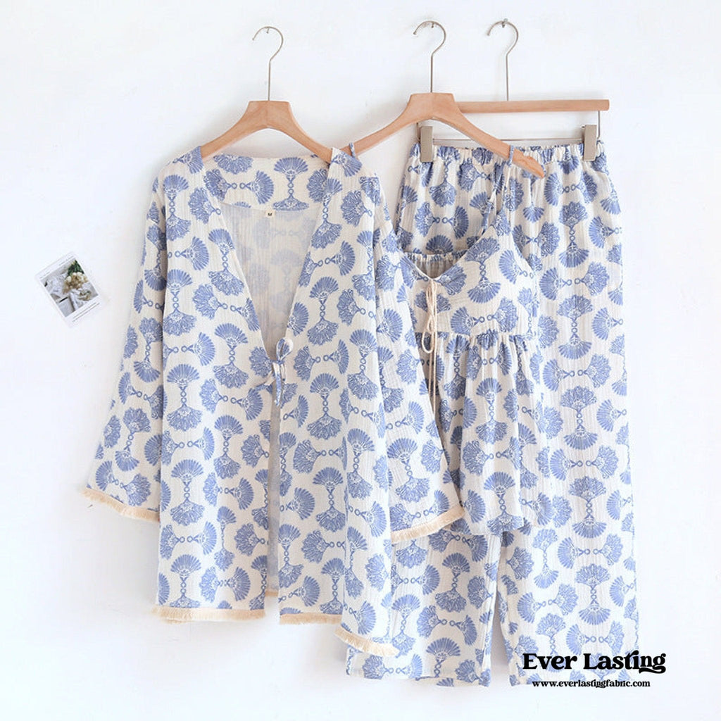 Tassel Tank Cardigan and Long Pants Pajama Set