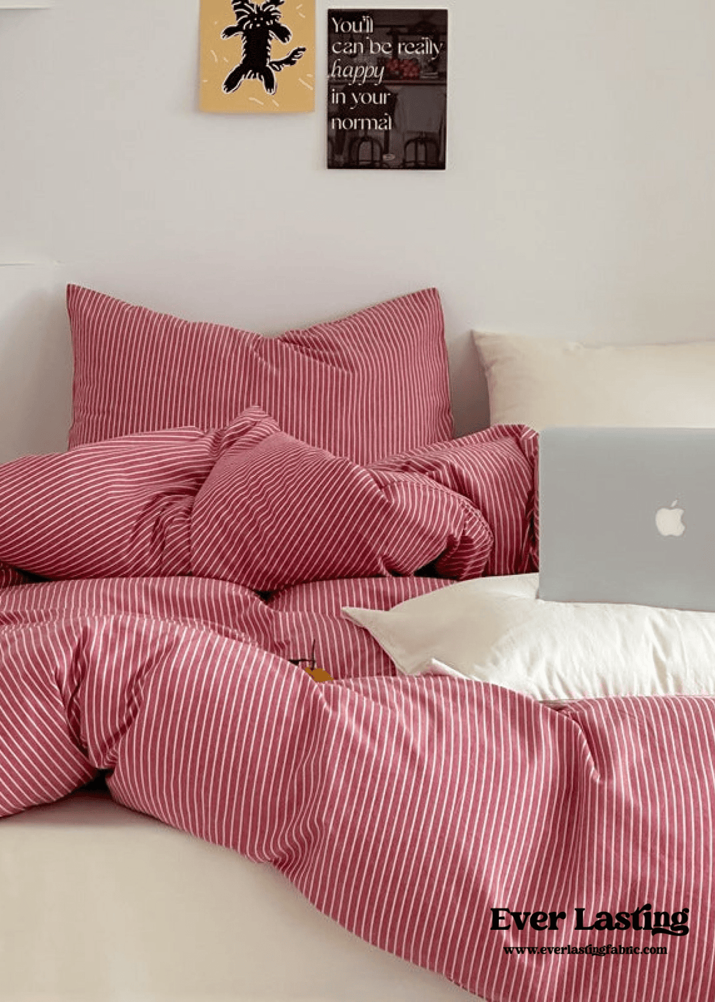 Thin Striped Bedding Set / Red