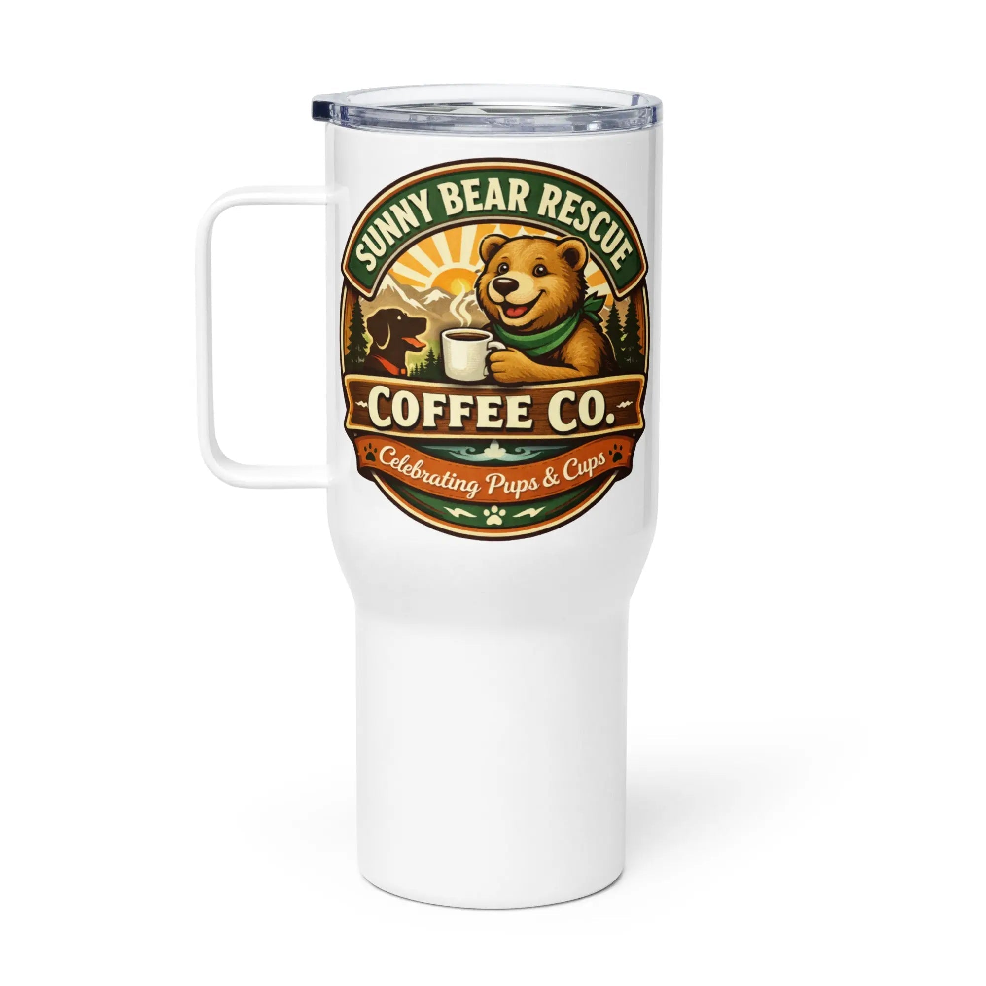 Travel mug with a handle