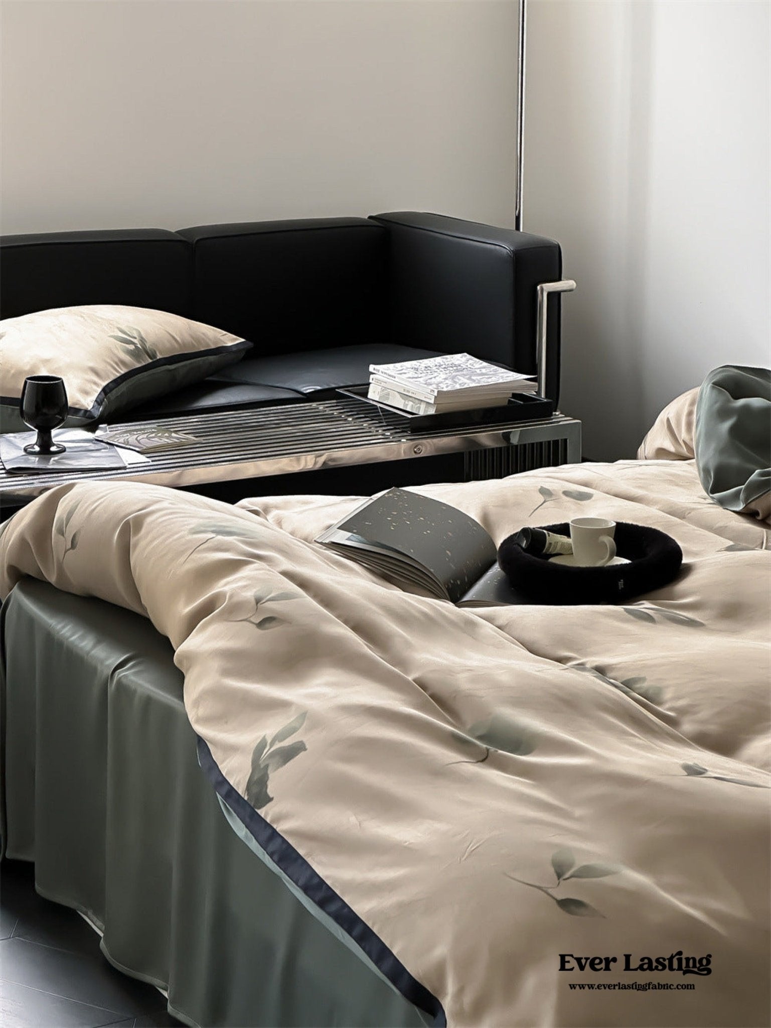 Twilight Zone Silky Tencel Bedding Set / White + Gray
