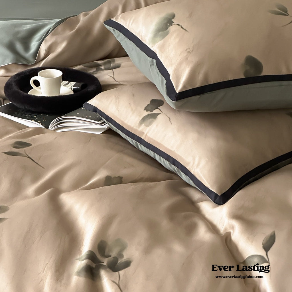 Twilight Zone Silky Tencel Bedding Set / White + Gray