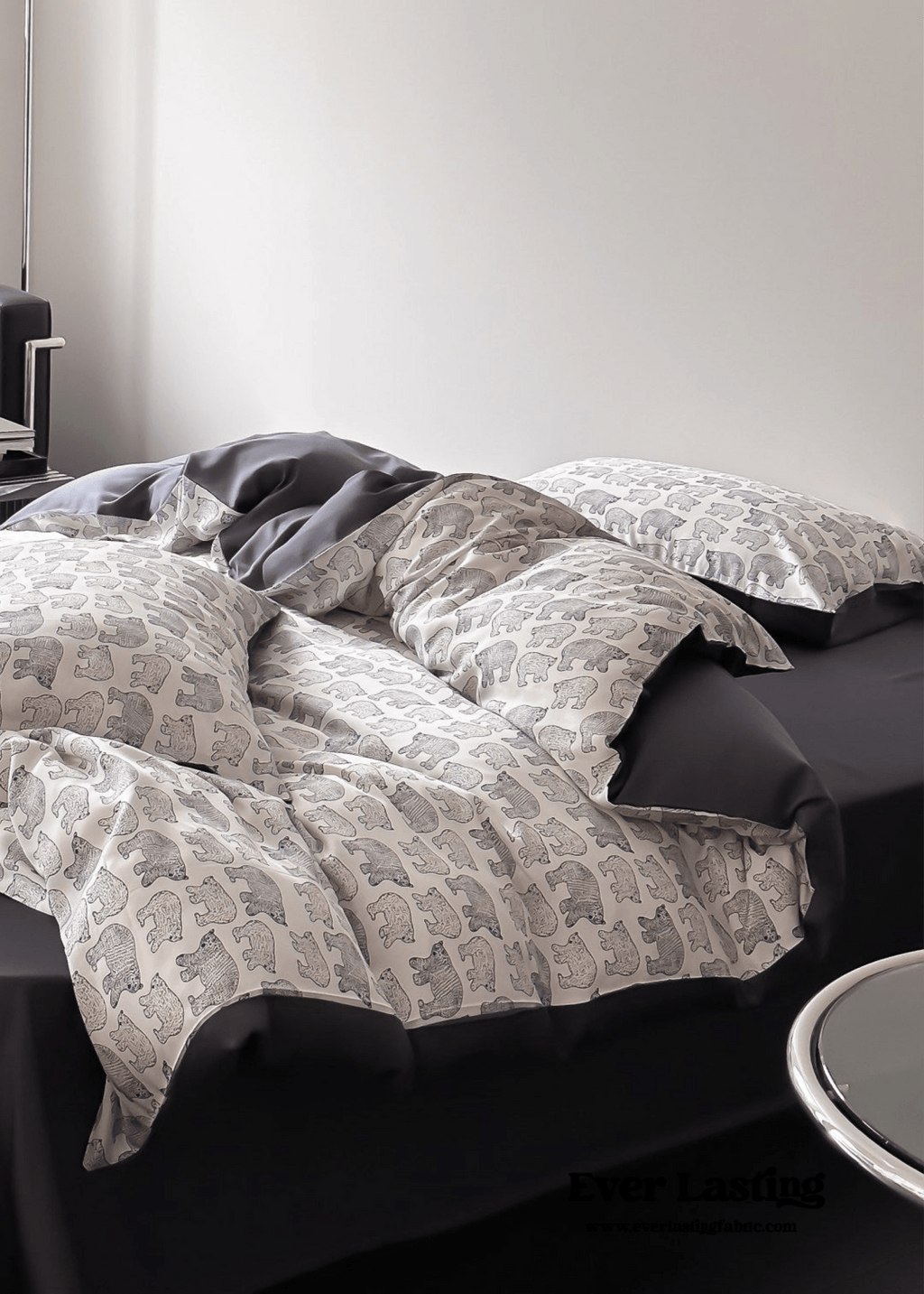 Twilight Zone Silky Tencel Bedding Set / White + Gray