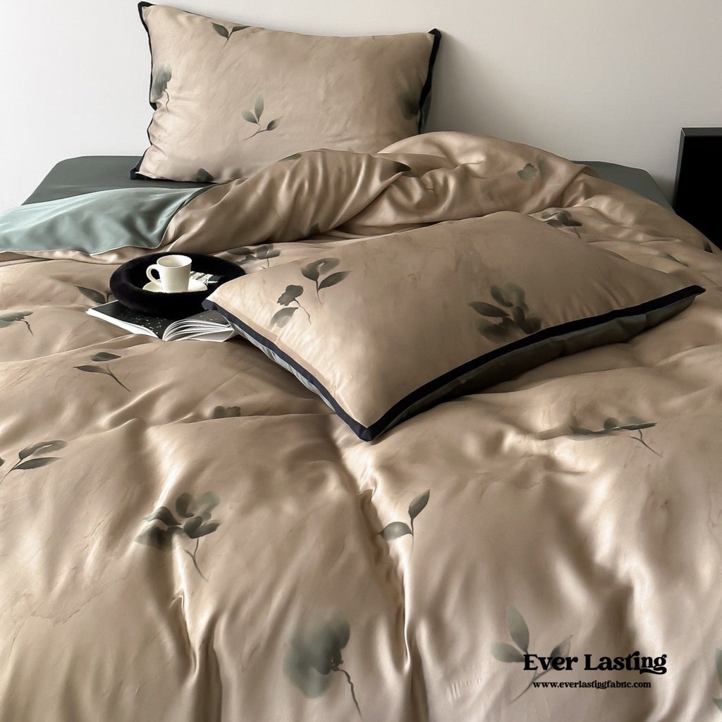 Twilight Zone Silky Tencel Bedding Set / White + Gray