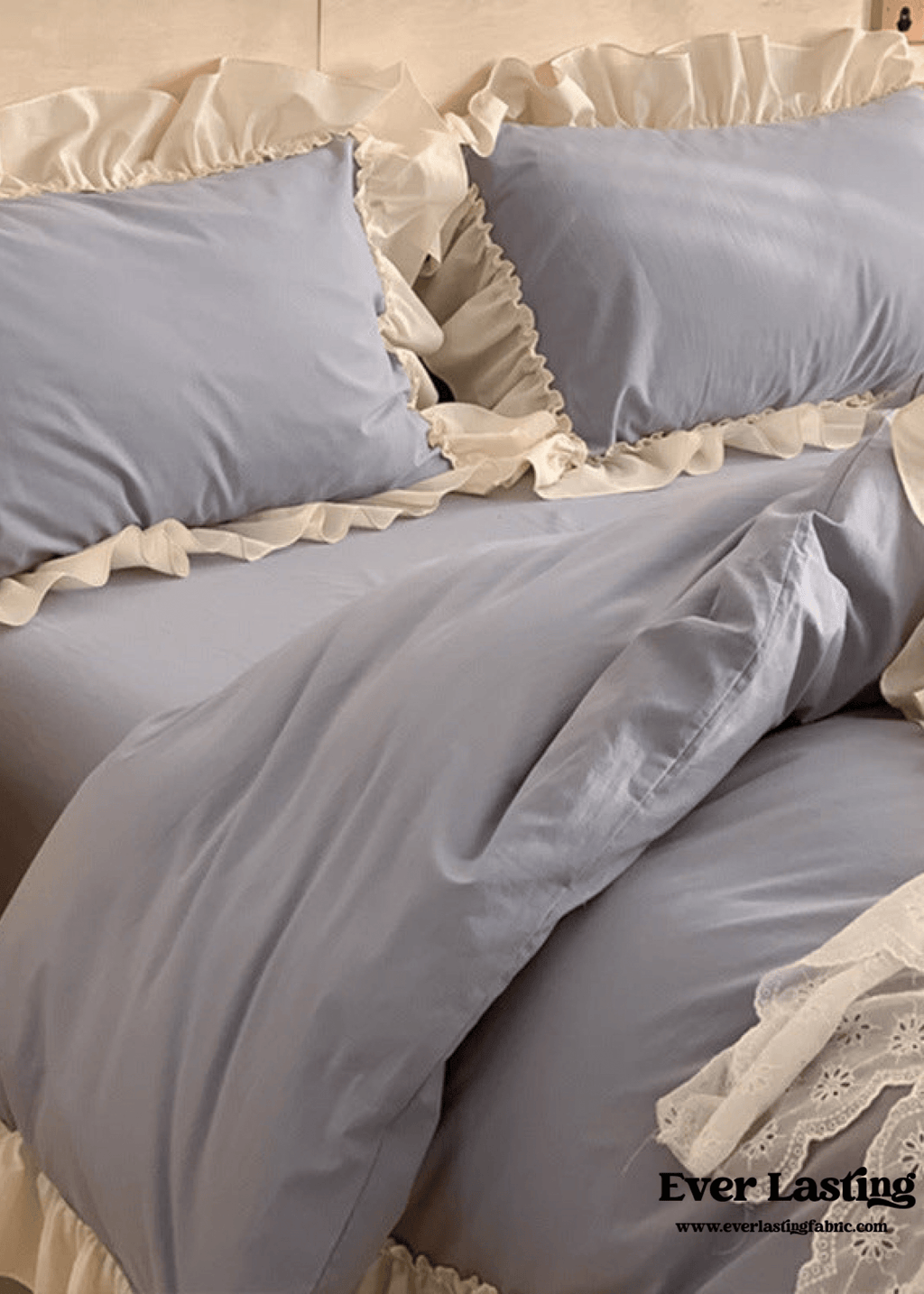 Vintage Earth Tone Large Ruffle Bedding Set / Pink
