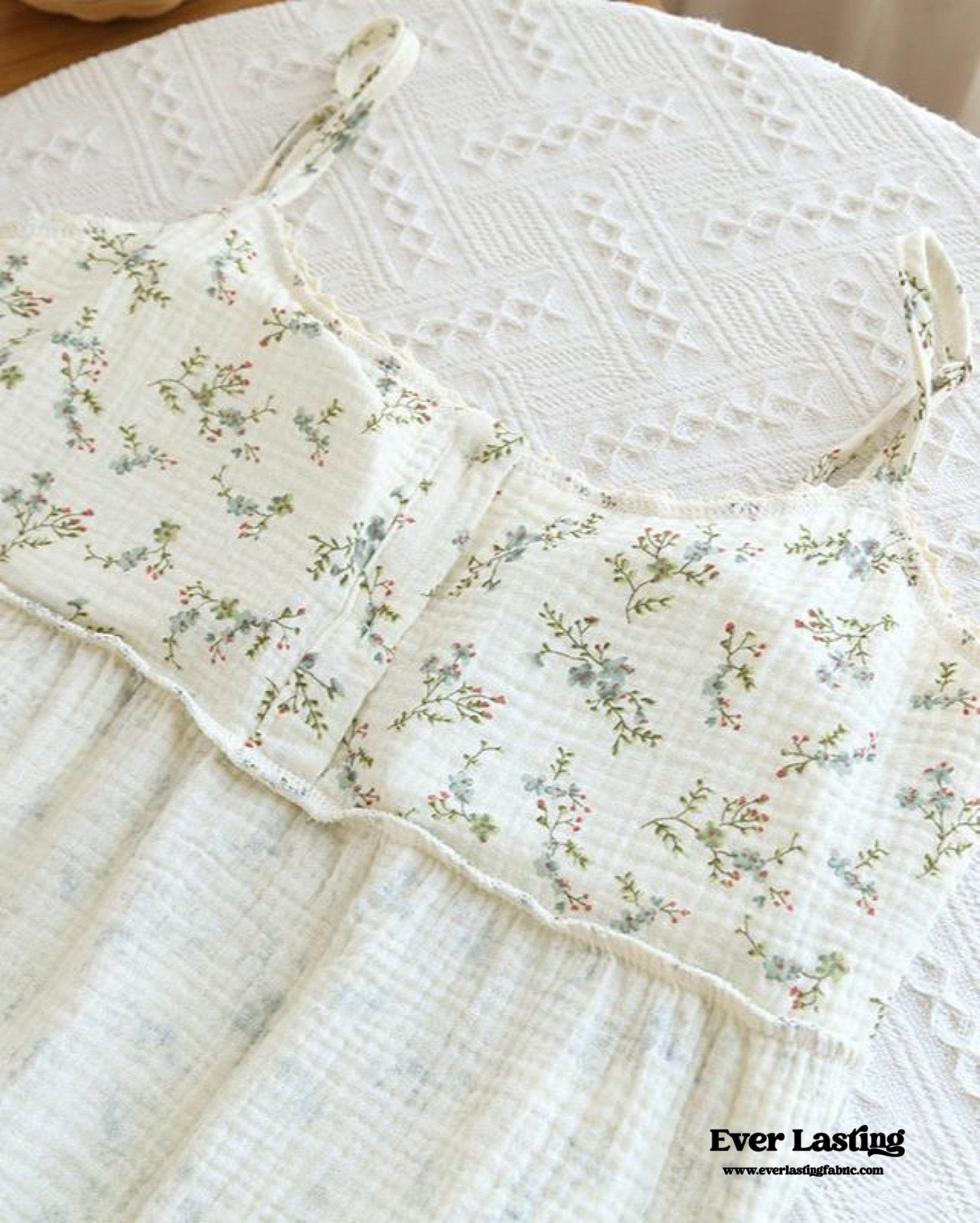 Vintage Floral Tank Cardigan and Long Pants Pajama Set / Yellow
