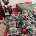 Vintage Plaid Bedding Set / Red & Green