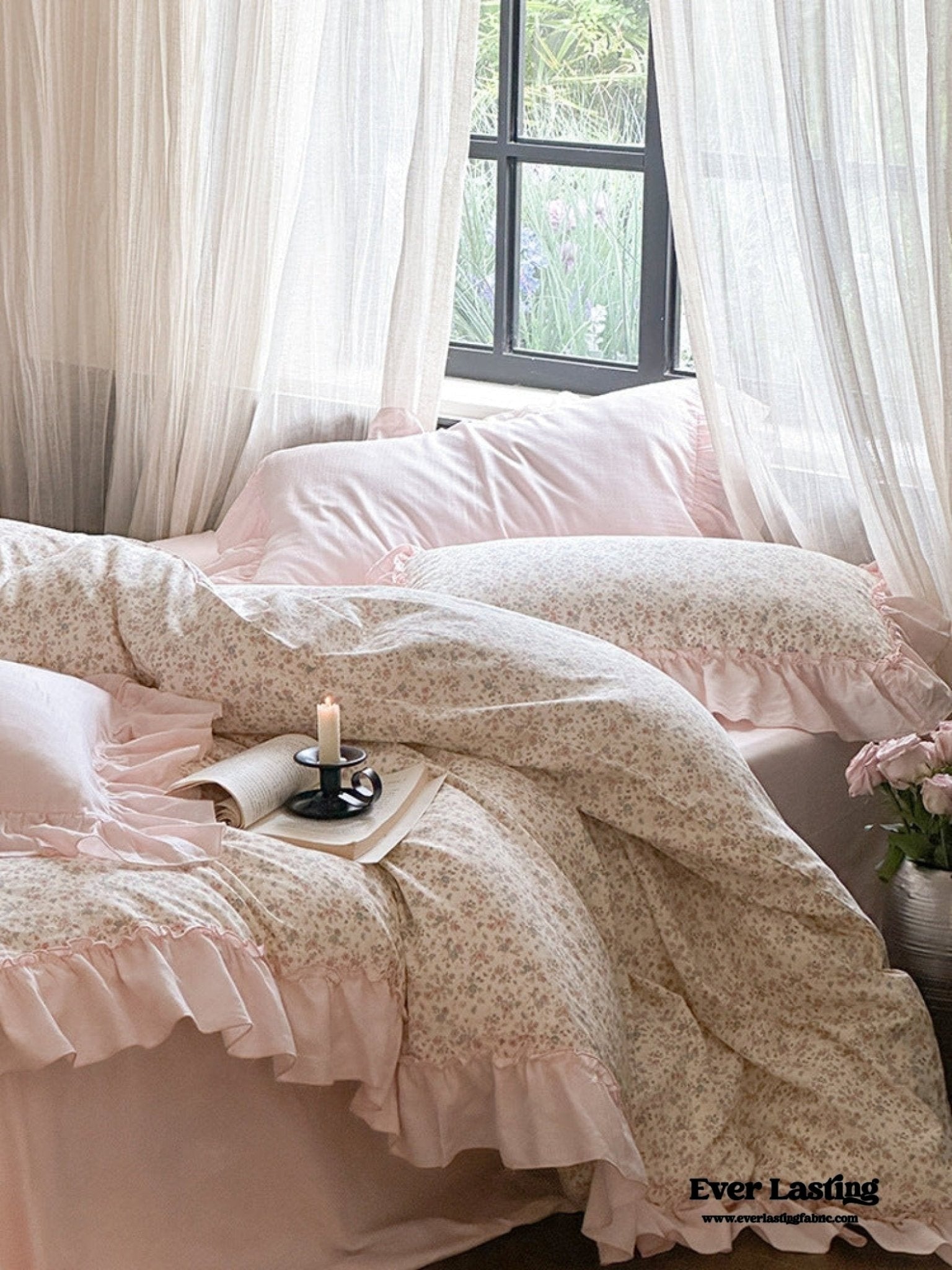 Vivienne Floral Double Gauze Bedding Set / Blue Ocean