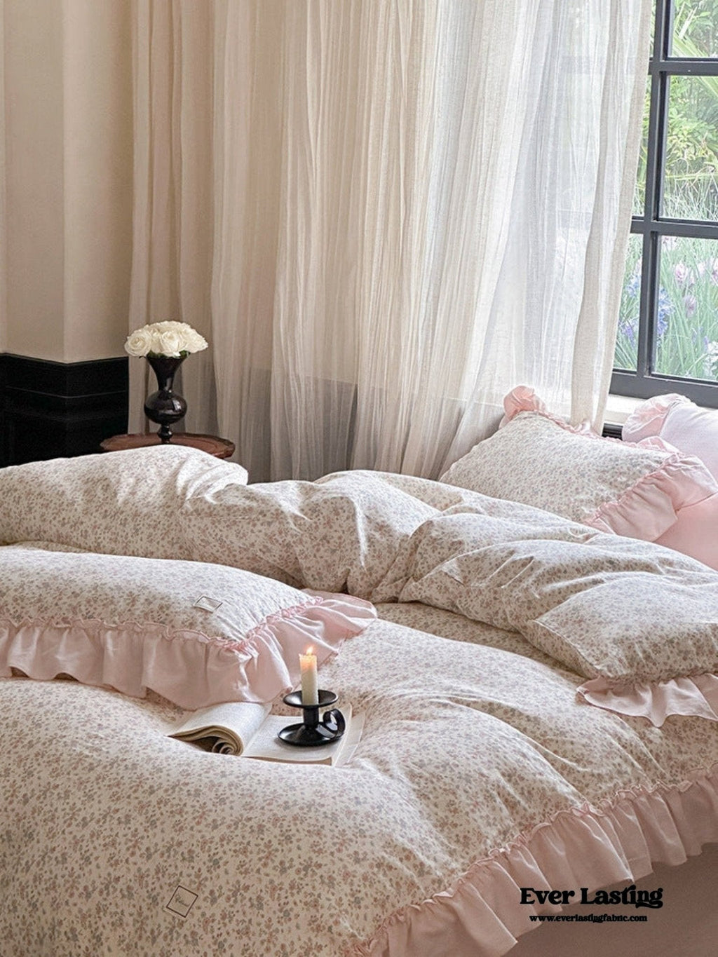 Vivienne Floral Double Gauze Bedding Set / Blue Ocean